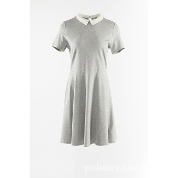 Grey Knitted Dress With Peter Pan Collar